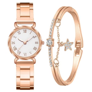 Watch For Women Watches Roman Numeral Digital Quartz Wristwatch Bracelet Set - Picture 1 of 17