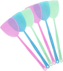 Fly Swatter, 6 Pack Strong Flexible Manual Swat Set, Assorted Colors, Long Range - Picture 1 of 12