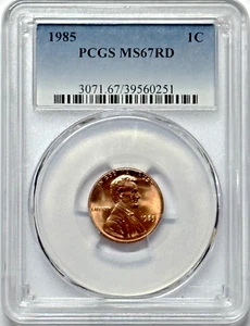 1985 1C Lincoln Cent PCGS MS67RD - Classic Blue Label - Picture 1 of 2