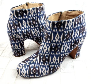 Madewell Mujer Talla 10 The Nealy Tacón Cremallera Bota Terciopelo Estampado Geométrico Preciosa - Imagen 1 de 14