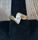 Women’s Ring 14K GE CZ Marquis SZ 8.75 Gold Plated Thailand 80s 90s