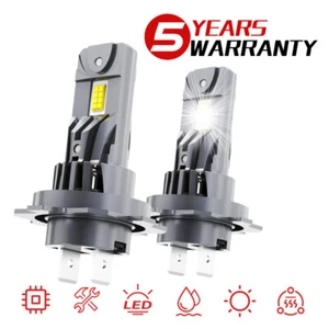 LED Headlight Bulbs KIT High / Low Beam 6500K Super Bright White Lights 2Pcs H7 - Foto 1 di 13