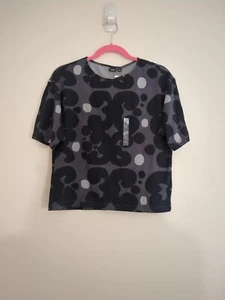 NWT Marimekko For Uniqlo Graphic Floral Cotton T-Shirt Sz XS short sleeve black - Picture 1 of 3