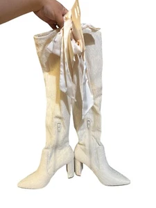 Botas de boda Antonio Melani x Nicola Bathie hasta la rodilla de encaje talla 7,5 - Imagen 1 de 8