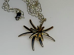 Vintage Sterling Silver Pendant Necklace 925 Jewellery Flower Star 9.84g - Picture 1 of 5