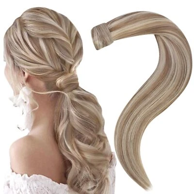 Pferdeschwanz Extension Echthaar Clip in Ponytail Echthaar Farbe Aschbraun Mi... - Bild 1 von 4