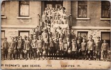 1912 BANKSTON, Iowa RPPC Real Photo Postcard "ST. CLEMENT'S HIGH SCHOOL" Unused