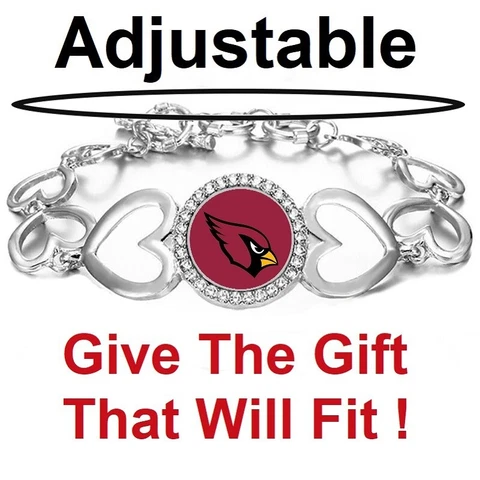 Arizona Cardinals Womens Heart Link Adjust. Bracelet w Gift Pkg D27 Cover