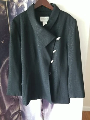 Blazer para mujer ST ANTHONY NIGHT negro metálico brillante de un solo pecho talla 16 Foto 1 de 4