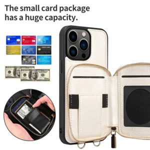 Leather Case For iPhone 15 14 Pro Max 13 Shockproof Wallet Crossbody Strap Cover - Picture 1 of 16