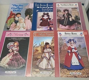 (6) Crochet Pattern Books For 15" 18" Plus... Doll Betsy Ross School Days Native - Picture 1 of 8