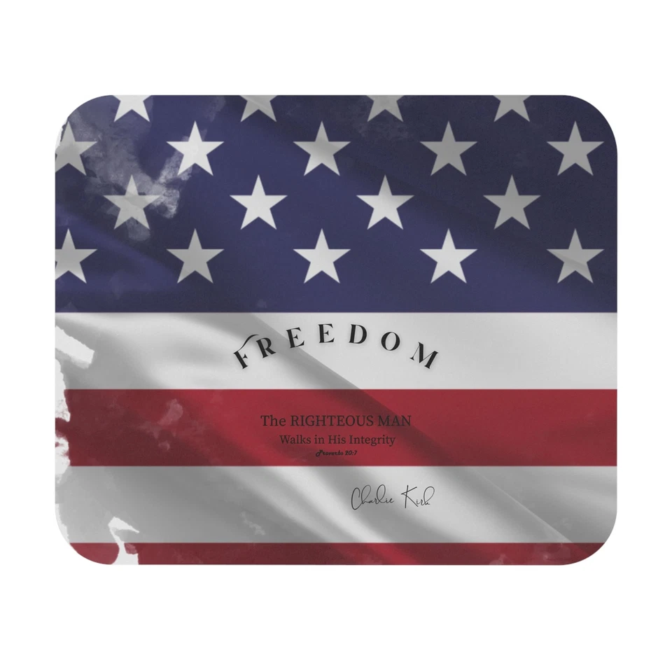 USA Flag Mouse Pad, Patriotic Gaming Desk Mat, Freedom Charlie Kirk, Political - Image 1 of 1