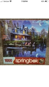 Springbok Moonlit Night Dogs Lake Mountains Truck 1000 Piece Jigsaw Puzzle NEW!! - Picture 1 of 6