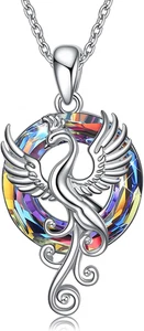 Phönix Anhänger Halskette Sterlingsilber Nirvana Wiedergeburt Kristall Geschenke für Frauen - Bild 1 von 6