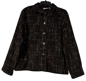 Chicos Design Damen Sakko Blazer Gr. 2 schwarz mehrfarbig Streifen Knopfleiste - Bild 1 von 5