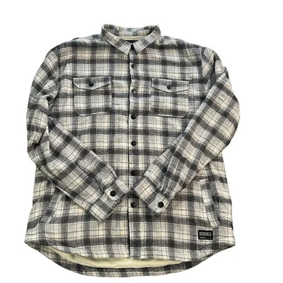 EZEKIEL Men's Gray Plaid Overshirt/Jacket Sherpa Lined Snap Buttons XXL - Image 1 of 4
