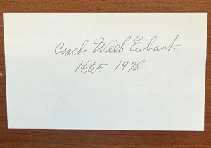 WEEB EWBANK SIGNED 3x5 INDEX CARD NEW YORK JETS BALTIMORE COLTS D 1998 - Bild 1 von 1