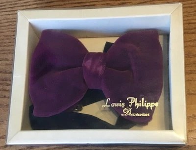 Vintage 1960’s-1970’s Louis Philippe Dresswear - Purple Velvet Bow Tie. Boxed - Image 1 of 4