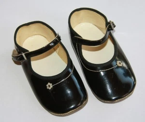 Vintage baby shoes black patent leather mary janes girl - Picture 1 of 4