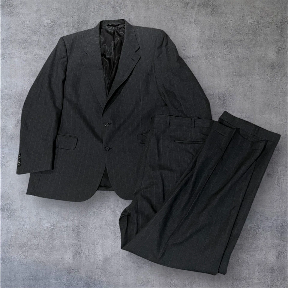 Blazer Pantalones Vintage Burberry Dos Piezas 2 PIEZAS Rayas Negro Traje 42 38x30 Foto 1 de 4