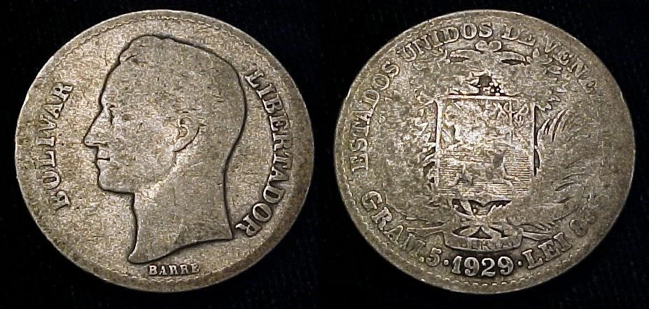 VENEZUELA 1929 1 Bolívar AG Foto 1 de 1