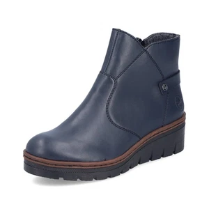 Rieker X9164-14 Damen-Stiefeletten marineblau seitlicher Reißverschluss Keilabsatz kostenloser Versand - Bild 1 von 12