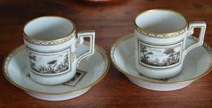Vintage PAIR RICHARD GINORI DEMITASSE CUP & SAUCER ITALIAN LANDSCAPE (2) Sets - Picture 1 of 6