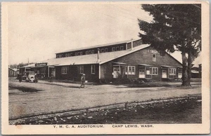 Vintage 1910s WWI CAMP LEWIS Washington Postcard "Y.M.C.A. Auditorium" Albertype - Picture 1 of 2