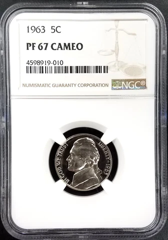 1963 Proof Jefferson Nickel certified PF 67 Cameo by NGC! Cover