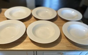 SET 6 Zuppiera Rete Alimentare Bianco Cesto Tessuto Gres 8 7/8 Cerchio Grande - Foto 1 di 9