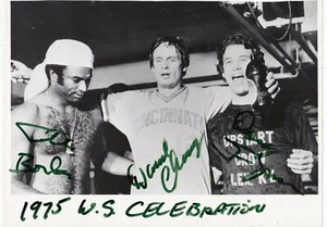PEDRO BORBON / DARREL CHANEY / DOUG FLYNN CINCINNATI REDS 1975 WS SIGNED 7x10 - Picture 1 of 1