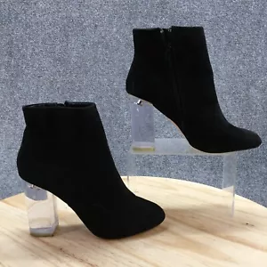 Call It Spring Boots Womens 8 Talcahuano Zip Ankle Bootie Black Fabric Heels - Picture 1 of 17