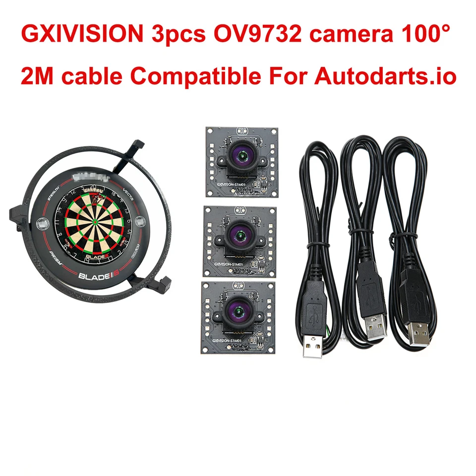 GXIVISION OV9732/IMX179/OV2735 30fps 2M Cable 100 Degrees 3pcs Camera Autodarts. - Image 1 of 4