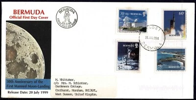 Bermuda 1999 The 30th Anniversary of First Manned Landing on Moon FDC - Used - Image 1 of 2