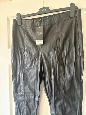 BNWT Black NEXT Faux Leather High Waist Leggings/Trousers 12R Regular £28! - Image 1 of 2