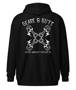 Gears & Guts Heavy Zipper Hoodie BLACK - Picture 1 of 4