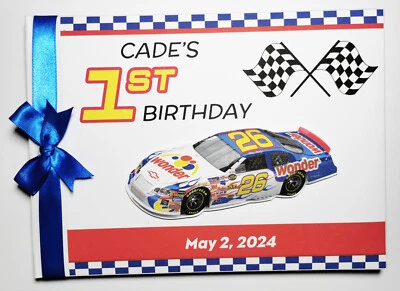 Libro de visitas de cumpleaños de coche de carreras Tallageda, libro de fiesta tallageda, regalo Foto 1 de 4