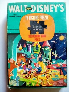 1950s "The Disney Gang" Jigsaw Puzzle-Bambi, Pinocchio, Ludwig, Goofy Tinkerbell - Picture 1 of 6