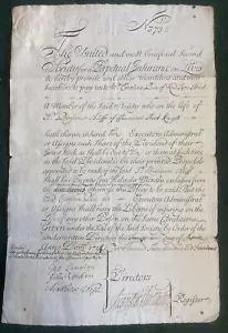 1714 Rare London Life Insurance policy to Sir Benjamin Ayloffe, 4th Baronet - Picture 1 of 2