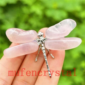 2“+  Crystal powder quartz crystal +metal dragonfly point Reiki healing - Picture 1 of 22