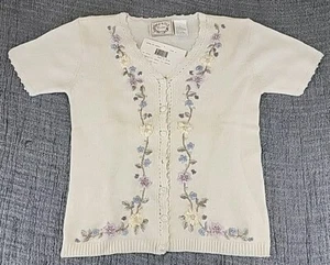 Vintage Erika Floral V Neck Cardigan Shirt Grandma Cottagecore Womens Size S NEW - Picture 1 of 9