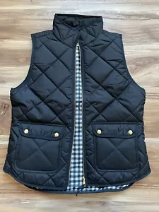 J. Crew Factory Damen gefütterte Weste in schwarz mit Druckknopftaschen - Bild 1 von 6