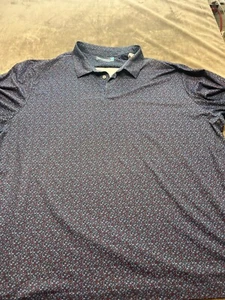 Rountree & Yorke performance Polo 4XT Blue Print Short Sleeve - Picture 1 of 5