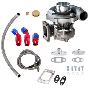T3/T4 T04E TURB0CHARGER UNIVERSAL TURBO KIT 400+HP W/ OIL RETURN+FEED LINES - Picture 1 of 11