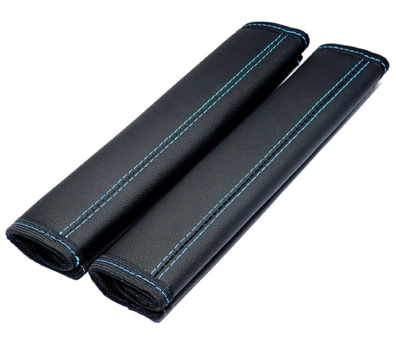 Gurtschoner 100 Echtleder schwarz NAHT Hellblau BMW GTI VW AUDI