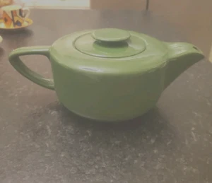 Antique Art Deco Bauhaus Jugendstil Semi-Porcelain Deep Green Tea pot 1900-20's - Picture 1 of 14