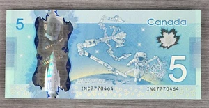 Banknote - 2013 Canada $5 Five Dollar Polymer with Fancy Lucky Serial # 777 - Picture 1 of 6