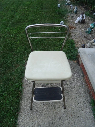 Vintage white  Cosco Flip Up Step Ladder Stool Mid Century Cover