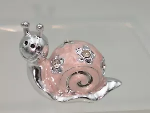Schnecke rosa silber mit Strass-Steinen - Dekofigur Schnecke 5 cm 🐌 - Bild 1 von 5