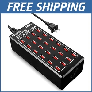Efficient 24-Port USB Charger - Fast, Safe & Ideal for Multi-Device Charging - Picture 1 of 9
